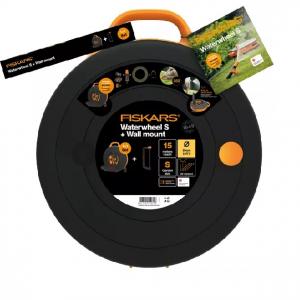 Fiskars šļūtenes ruļļa komplekts S + sienas kronšteins 1026376